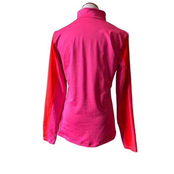 Adidas Women's Climalite Essentials Quarter-Zip Top Solar Pink/Solar Red Medium - Picture 3 of 6